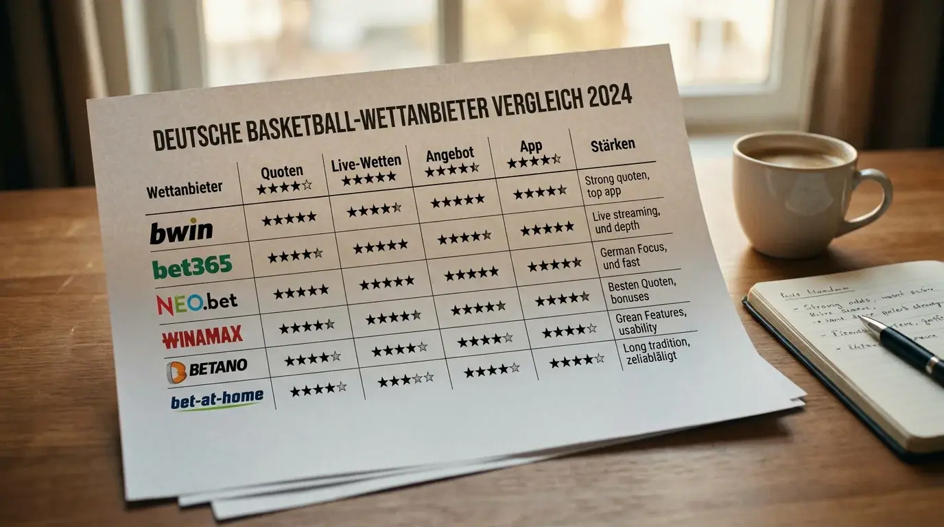 Top Basketball Wettanbieter in Deutschland im Einzeltest: bwin, bet365, NEO.bet, Winamax, Betano und bet-at-home im Überblick