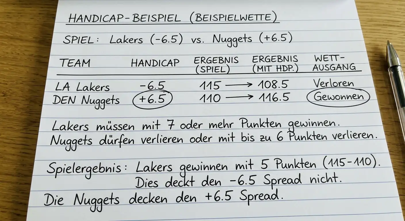 Basketball Handicap-Wette erklärt: Punktespread-Berechnung, Beispielrechnung NBA und Overtime-Behandlung beim Spread