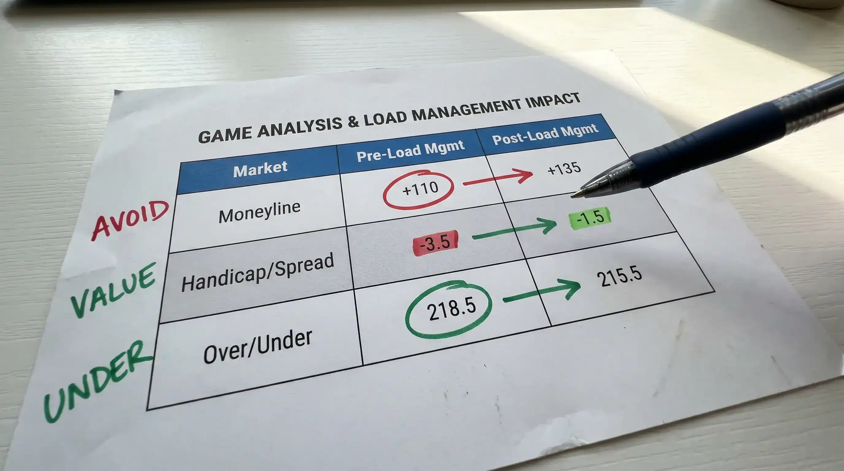 Load Management Auswirkung auf NBA Spread Handicap Total Wette Quotenveränderung